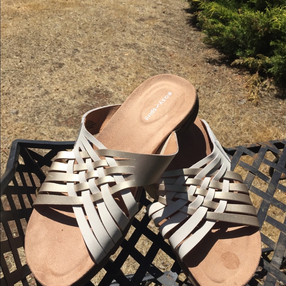 Easy spirit two tone slip on flat sandals - Picture 4 of 7
